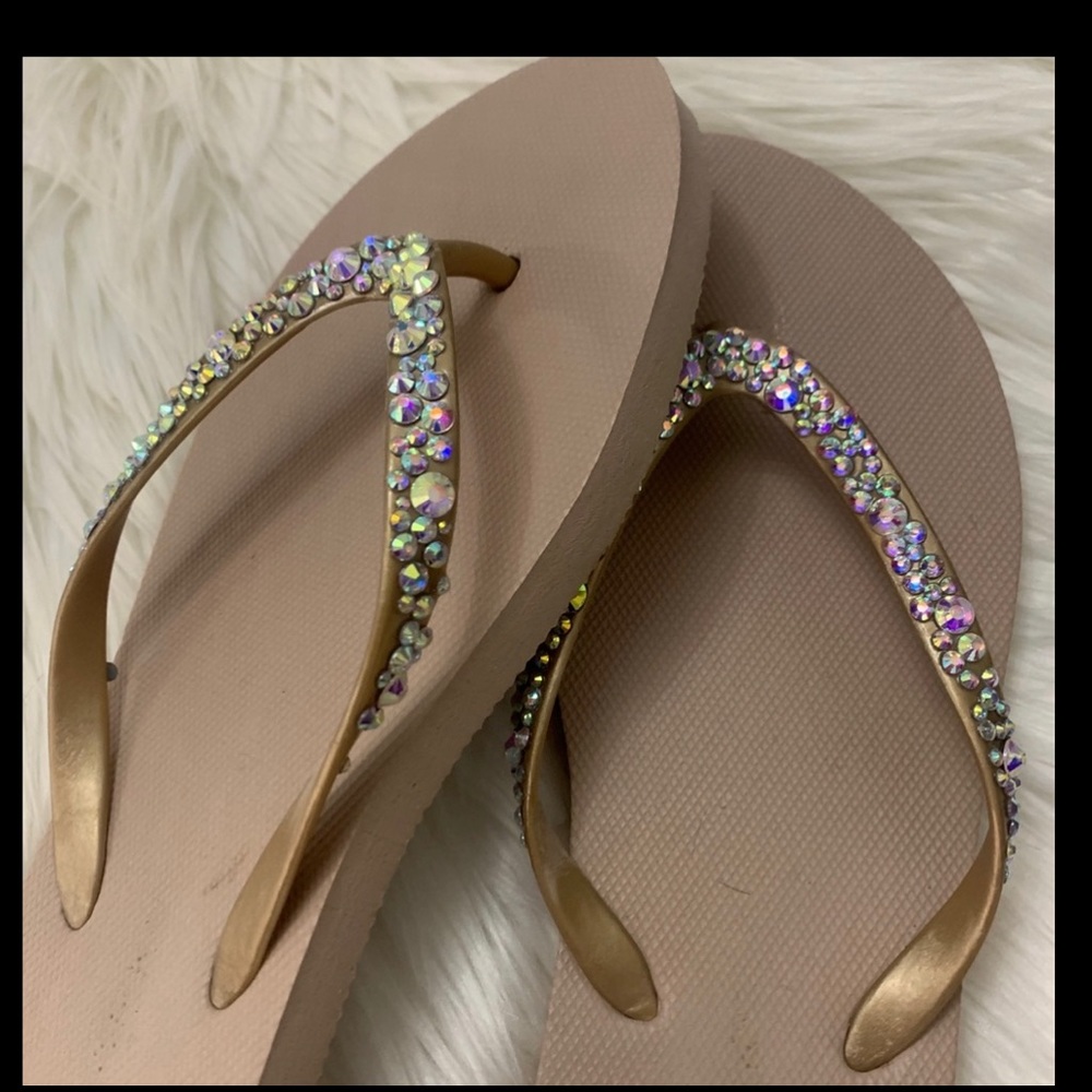 🆕 Swarovski flip flops multi color custom made